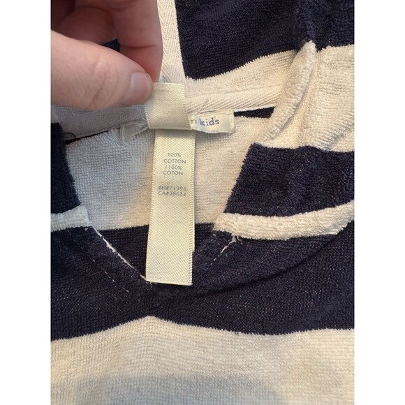 Pottery Barn Kids Terry Swim Coverup Size Medium 4/6 Navy White Stripe - Picture 3 of 4